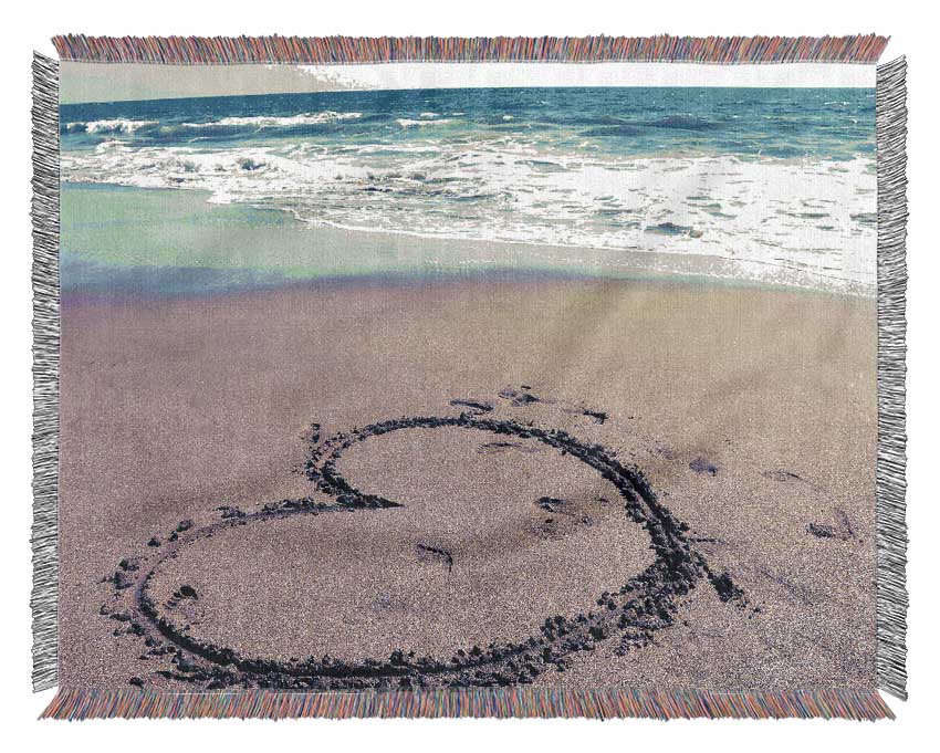 Heart On Beach Woven Blanket