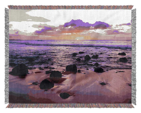 Lilac Ocean At The Crack Of Dawn Woven Blanket