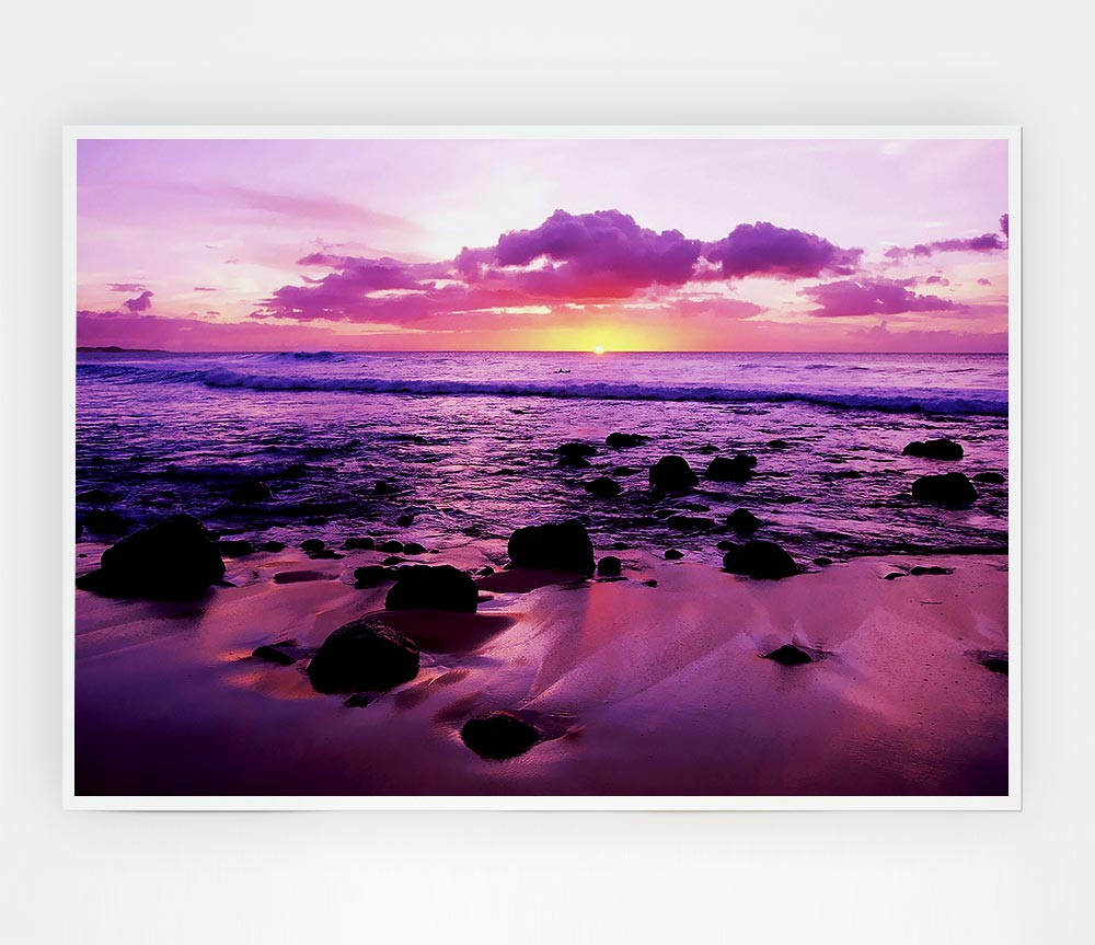 Lilac Ocean At The Crack Of Dawn Print Poster Wall Art