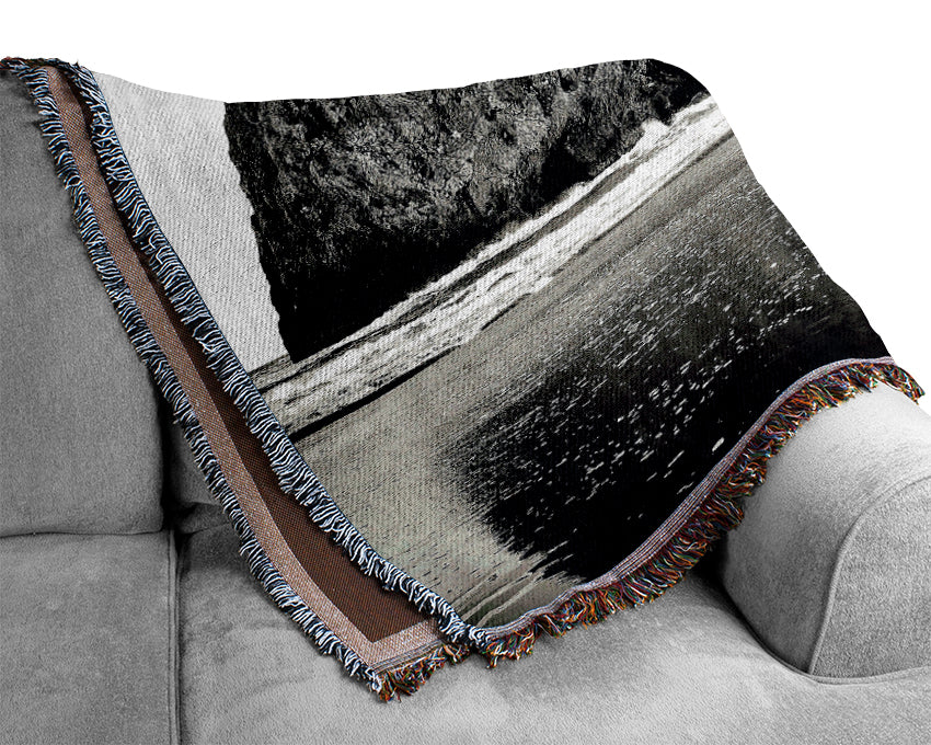 Rock In Black And White Woven Blanket