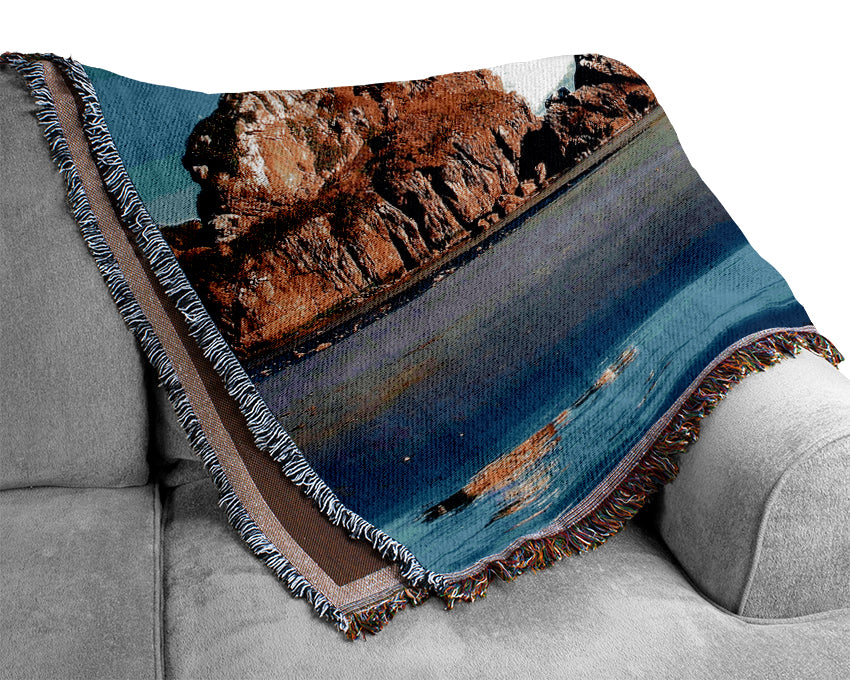 Rocky Blue Beach Woven Blanket
