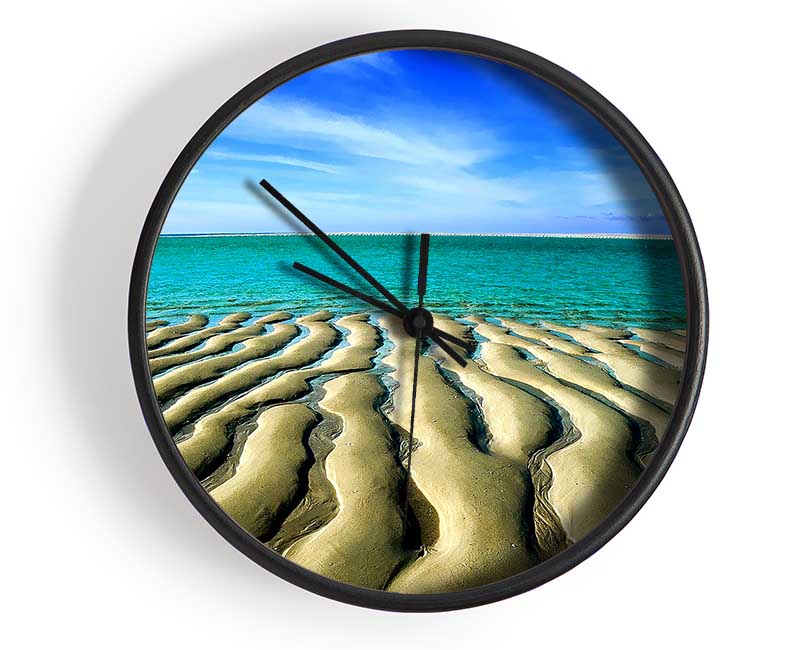 Sand Patterned Ocean Clock - Wallart-Direct UK