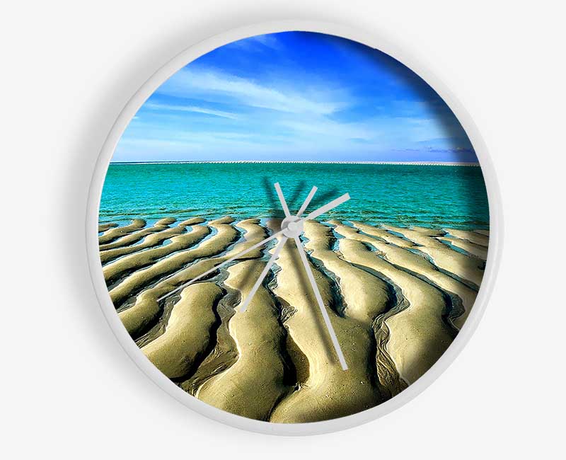 Sand Patterned Ocean Clock - Wallart-Direct UK