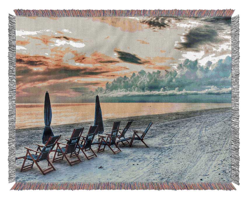 Seaside At Sunset Woven Blanket