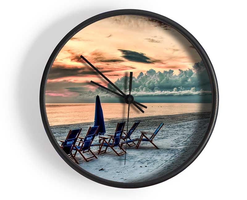 Seaside At Sunset Clock - Wallart-Direct UK
