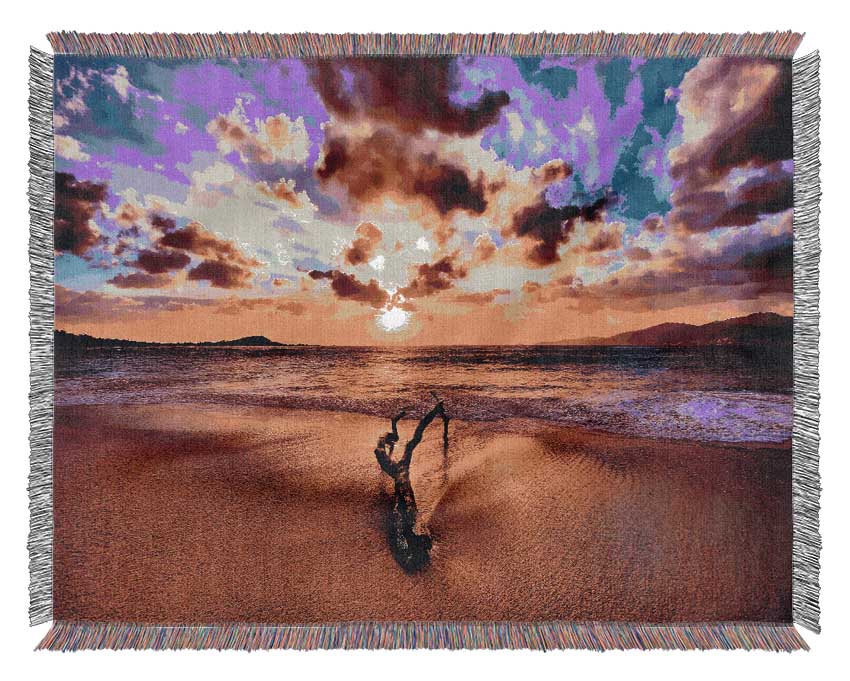 Stunning Ocean Driftwood Woven Blanket
