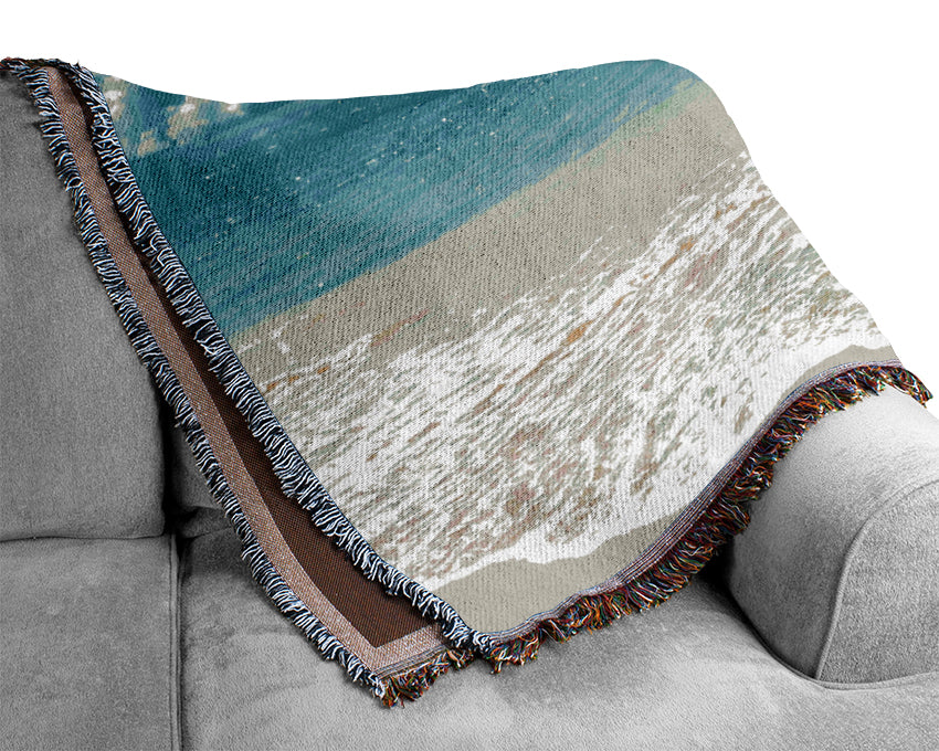 Stunning Turquoise Ocean Sparkle Woven Blanket