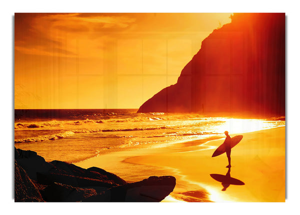 Surfer At Dawn Orange