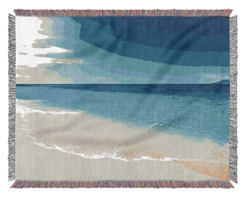 Turquoise Ocean Sun Blaze Woven Blanket