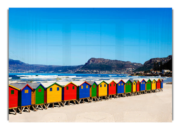 Colourful Beach Hut Line Up