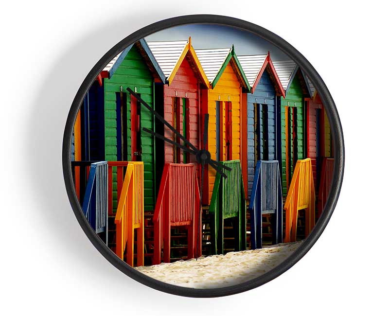Beach Hut Parade Clock - Wallart-Direct UK