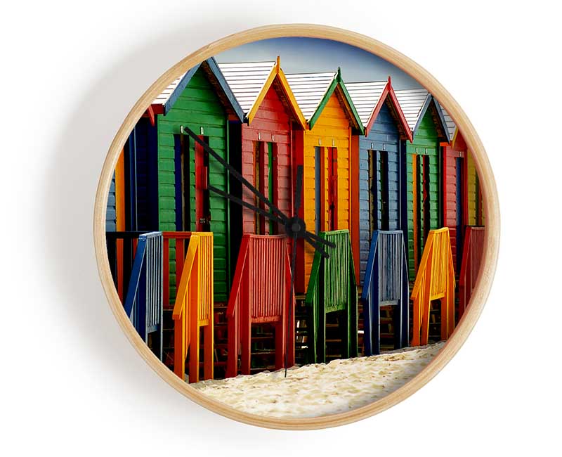 Beach Hut Parade Clock - Wallart-Direct UK