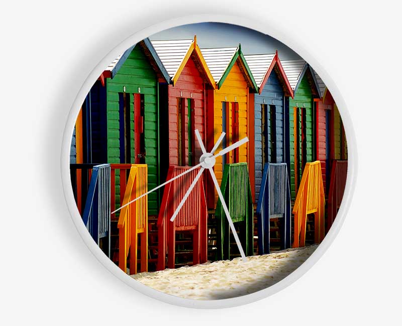 Beach Hut Parade Clock - Wallart-Direct UK