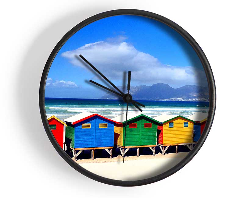 Beach Huts 2 Clock - Wallart-Direct UK