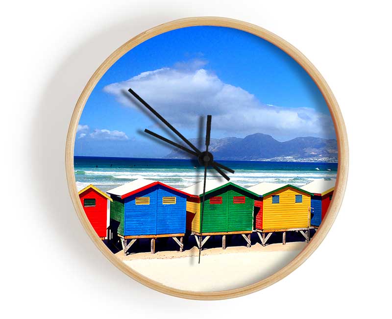 Beach Huts 2 Clock - Wallart-Direct UK