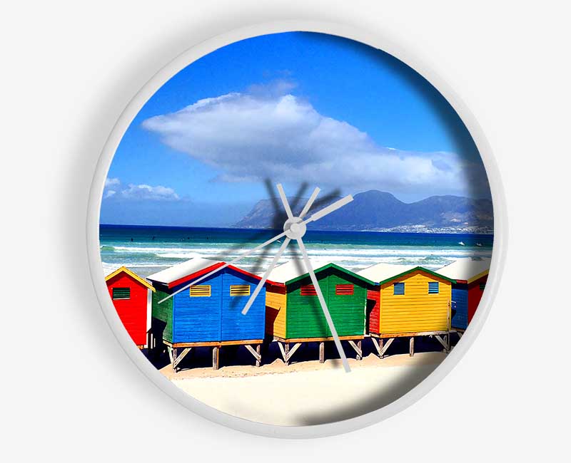 Beach Huts 2 Clock - Wallart-Direct UK