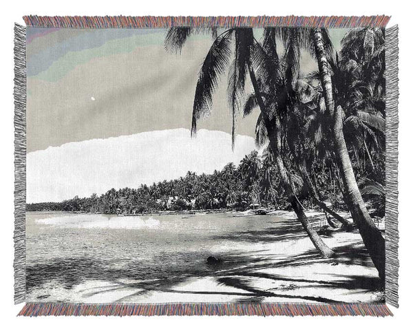 Beach Palms B n W Woven Blanket
