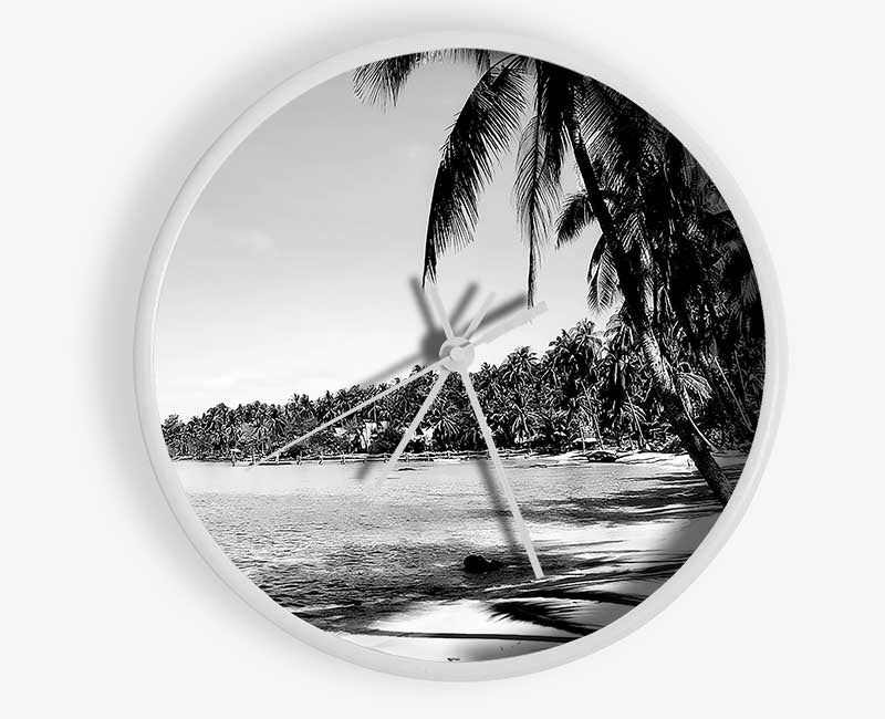 Beach Palms B n W Clock - Wallart-Direct UK