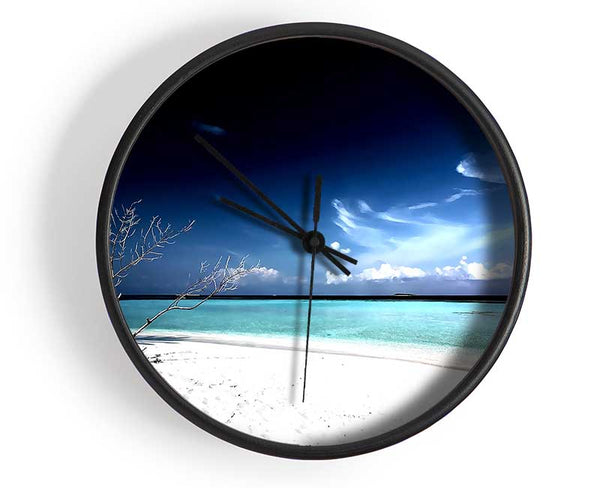 Perfect White Sands In The Dark Blue Skies Clock - Wallart-Direct UK