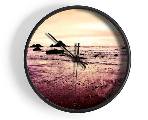 Peach Sunset Skies Clock - Wallart-Direct UK