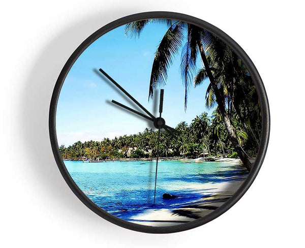 Relaxing Palm Tree Island Clock - Wallart-Direct UK