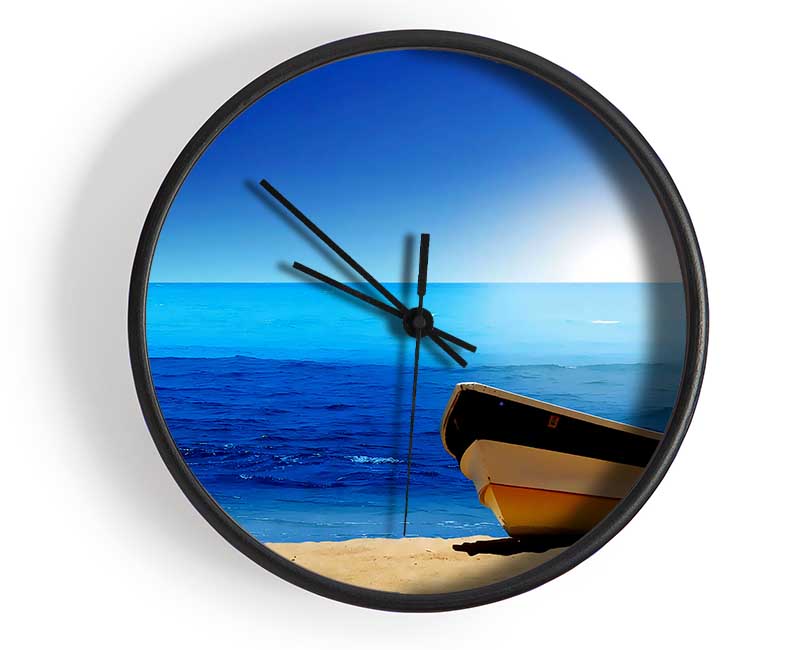 Sail Boat On The Crystal Ocean Shoreline Clock - Wallart-Direct UK