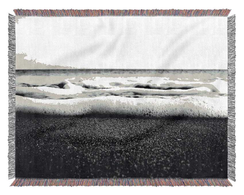 The Ebb Of The Ocean B n W Woven Blanket