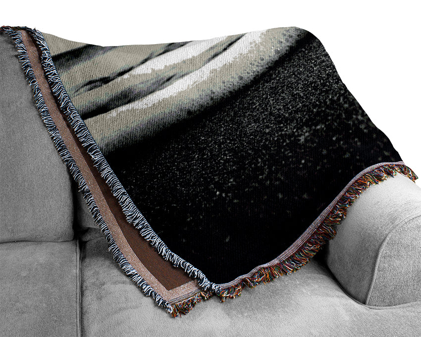 The Ebb Of The Ocean B n W Woven Blanket