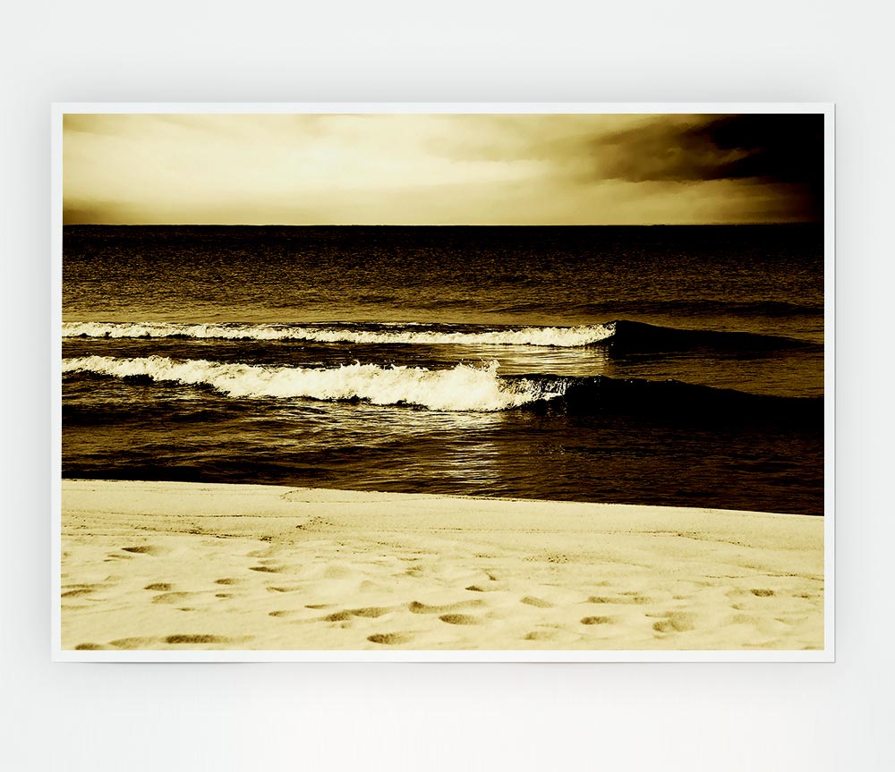 The Lapping Of The Waves Brown Print Poster Wall Art