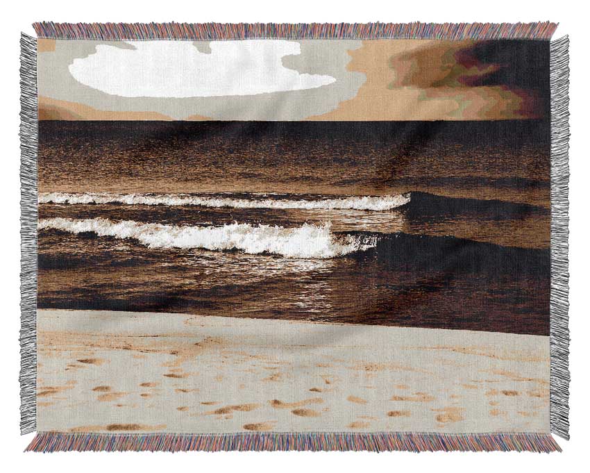The Lapping Of The Waves Brown Woven Blanket