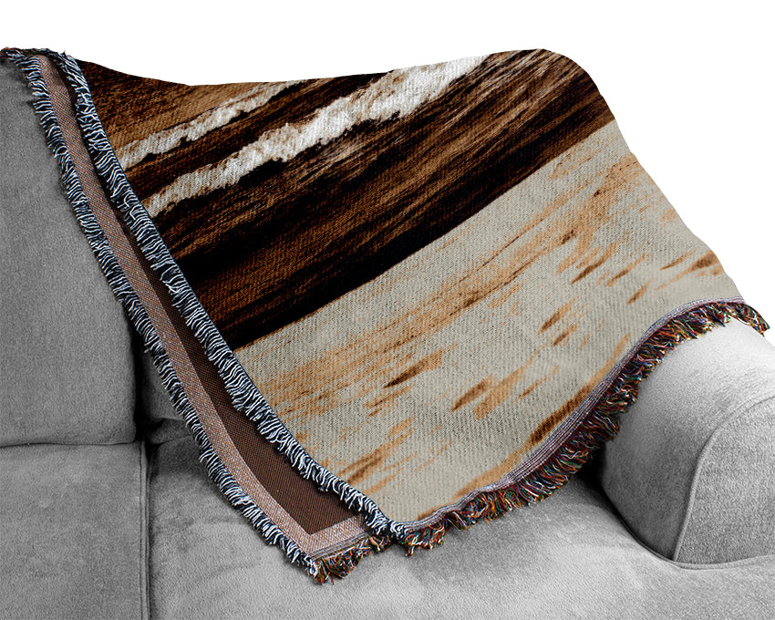 The Lapping Of The Waves Brown Woven Blanket