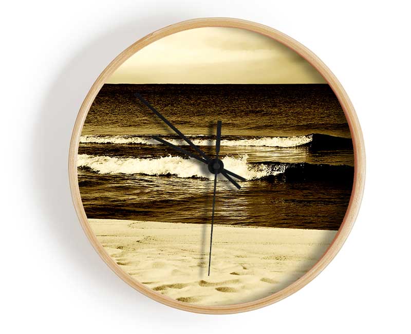 The Lapping Of The Waves Brown Clock - Wallart-Direct UK
