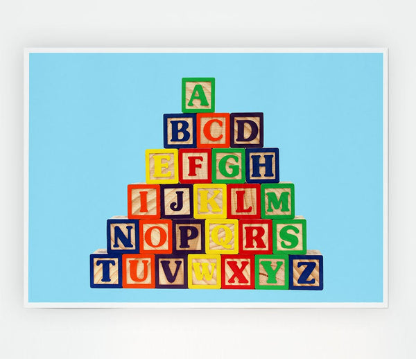 Alphabet Blocks Baby Blue Print Poster Wall Art