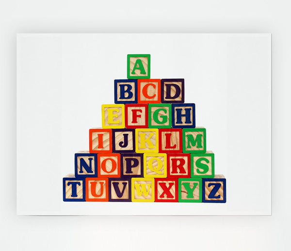 Alphabet Blocks White Print Poster Wall Art