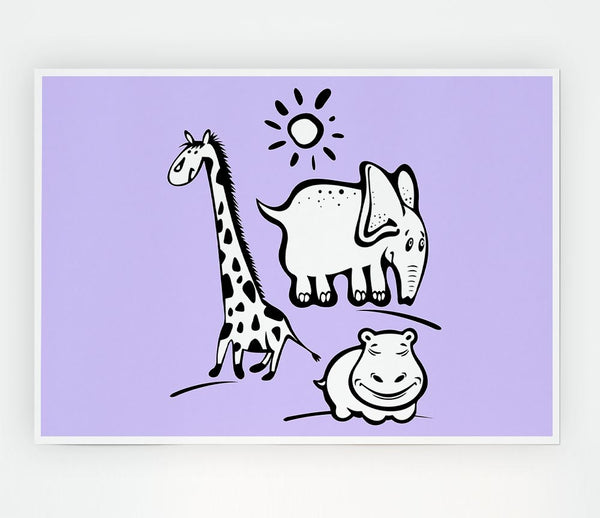 Animals Under The Sun Lilac Print Poster Wall Art