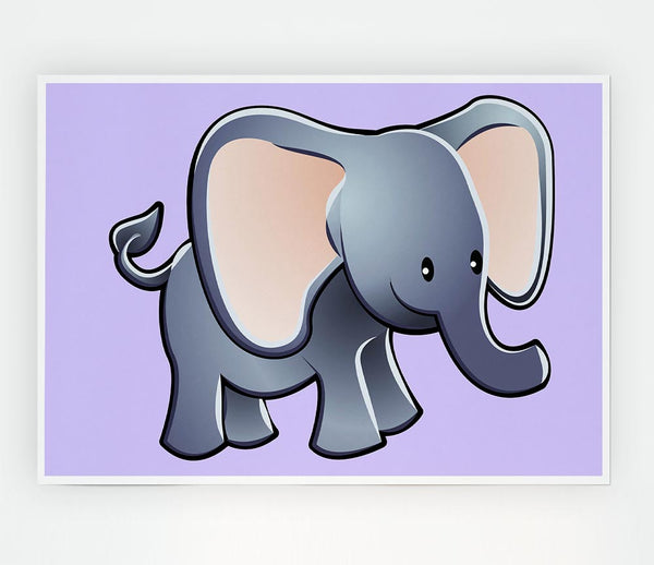 Big Eared Elephant Lilac Print Poster Wall Art