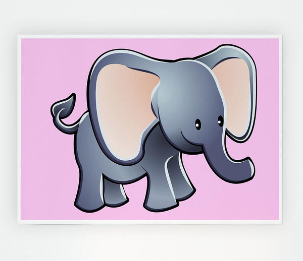 Big Eared Elephant Pink Print Poster Wall Art