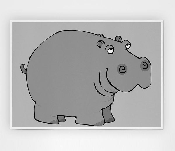 Big Fat Hippo Lilac Print Poster Wall Art