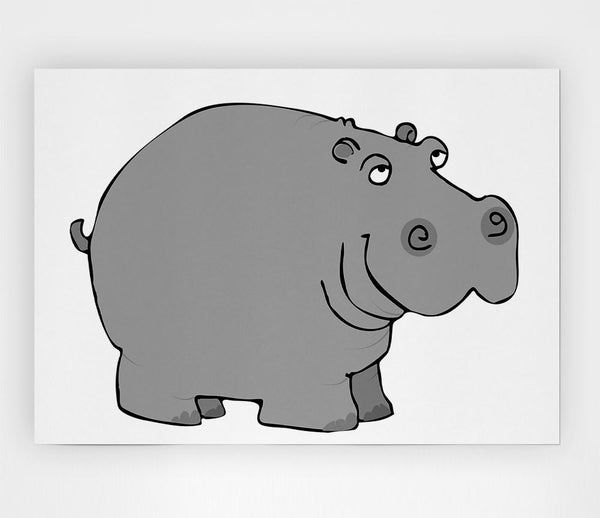 Big Fat Hippo White Print Poster Wall Art
