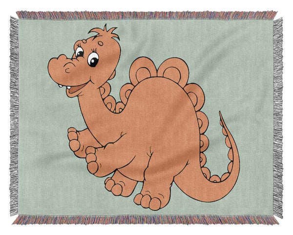 Big Happy Dinosaur Baby Blue Woven Blanket