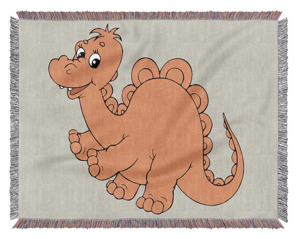 Big Happy Dinosaur Lilac Woven Blanket