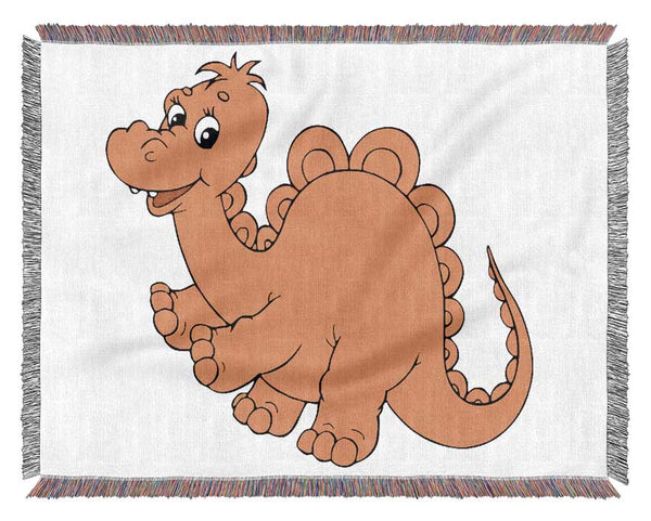 Big Happy Dinosaur Pink Woven Blanket