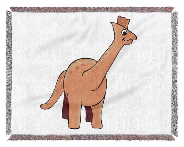 Big Herbivore Dinosaur Long Neck Pink Woven Blanket