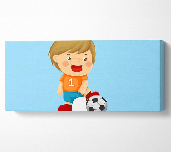Footballer Standing On Ball Baby Blue