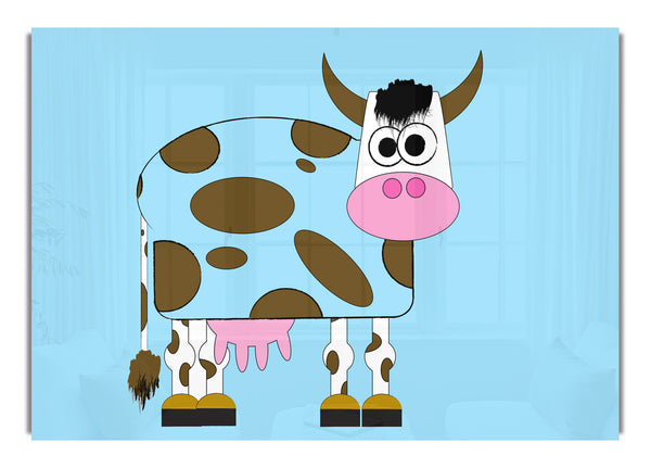 Funny Cow With Hair Baby Blue