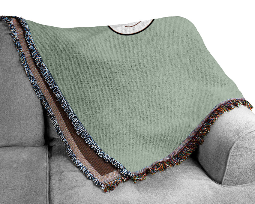 Funny Giraffe Looking Down Baby Blue Woven Blanket