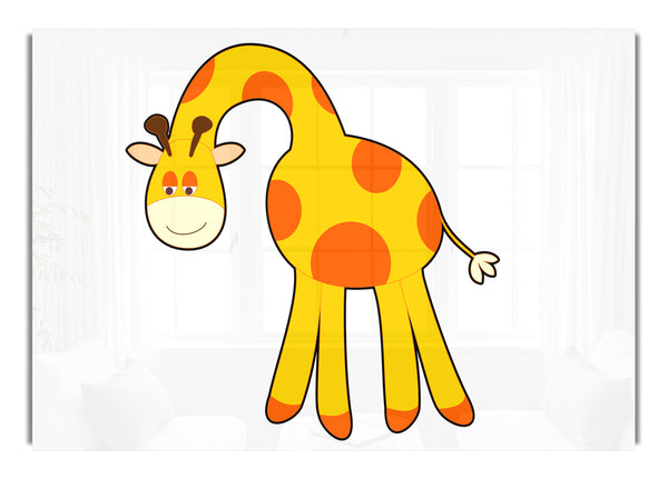 Funny Giraffe Looking Down White