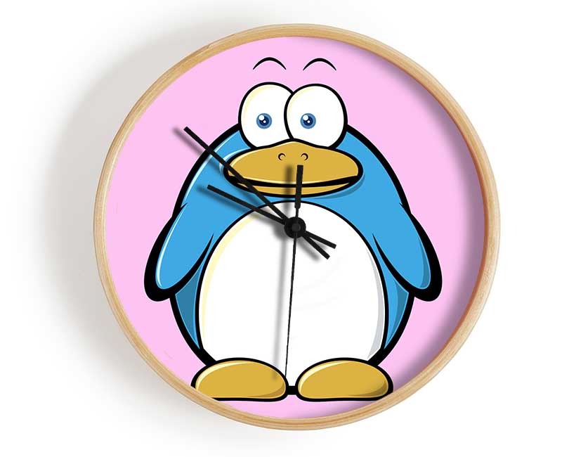 Funny Penquin Standing Pink Clock - Wallart-Direct UK