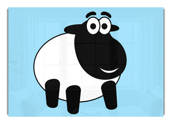 Glücklich, Karikatur, Schaf, Baby Blau