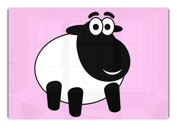 Glücklich, Karikatur, Schaf, Rosa